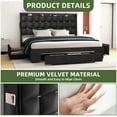 thumbnail image 4 of Uforic Queen Size Upholstered Bed Frame with Charging Station & Storage, Black, 4 of 8