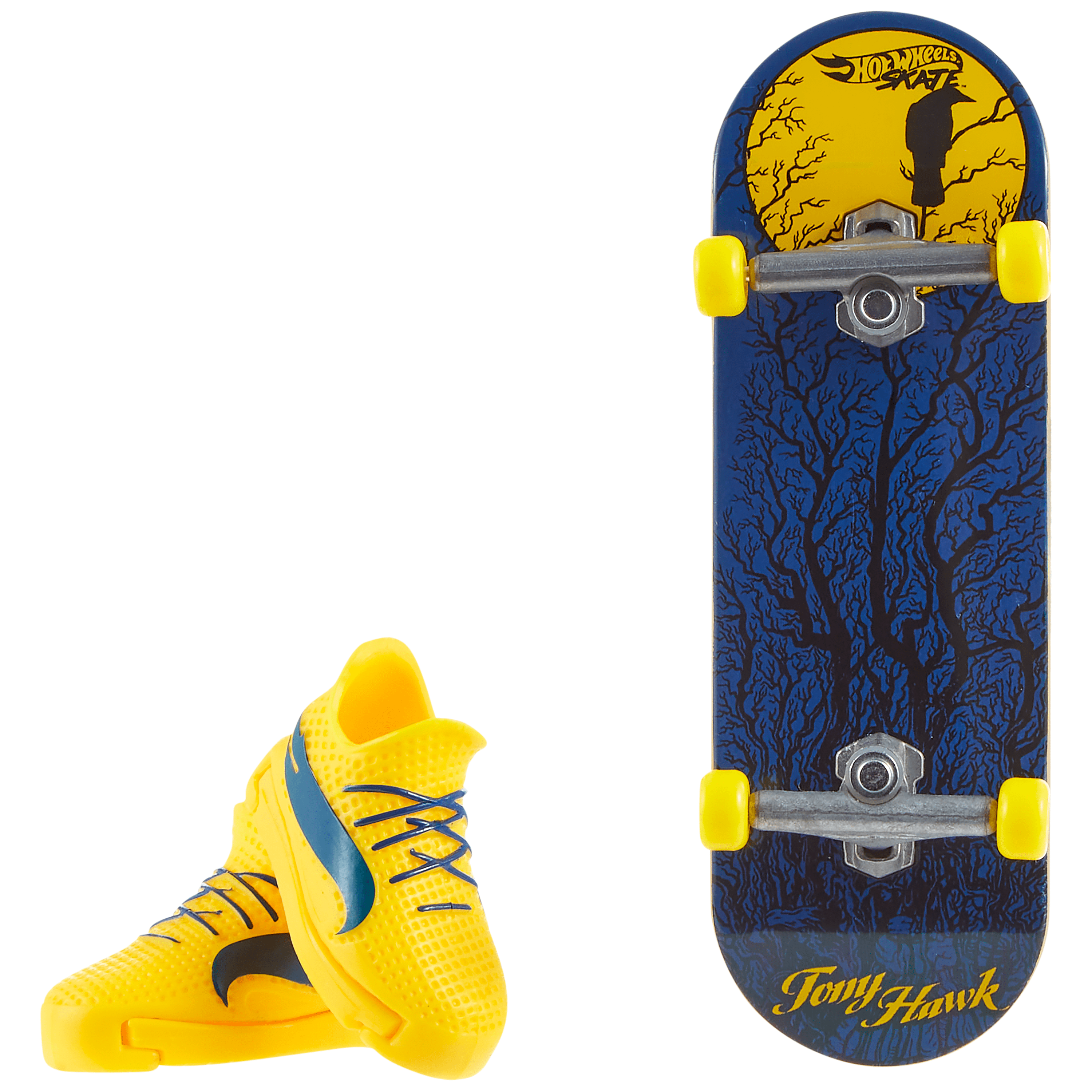 Mattel - Hot Wheels Skate Tony Hawk Mystérieux Skateboard à Doigts Lune + 1 Paire de Chaussures