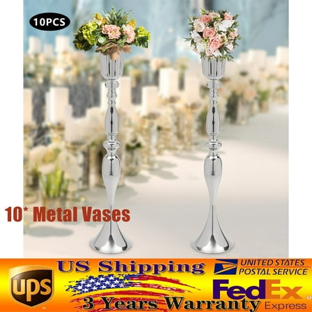 10x Silver 29.1in Tall Flower Vases Wedding Table Centerpieces Flower Stand New