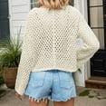 thumbnail image 4 of Crunowin Women's Fashion Sweater, Long Sleeve Hollow Out Knitted Solid Color Crewneck Casual Pullover Tops Beige L, 4 of 6