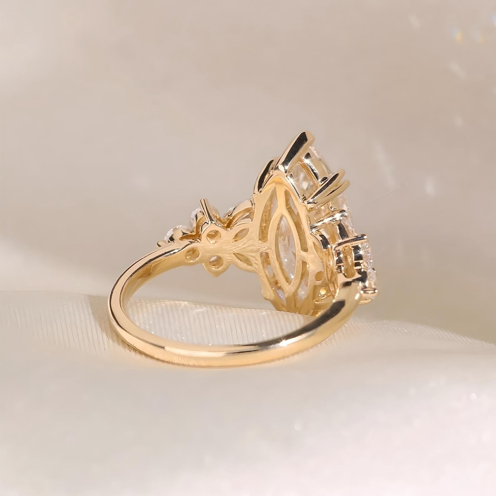 Marquise Cut Moissanite Engagement Ring 14k Solid Gold Plated Diamond Promise Ring Wedding Band