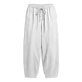 thumbnail image 6 of Gytharion Women's Plus Size Solid Color Cotton Linen Trousers Drawstring Elastic Waist Pants Casual Loose Wide-leg Pants, 6 of 6