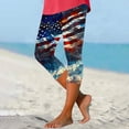 thumbnail image 2 of AHTJRT 4th of July Leggings for Women American Flag High Waisted Workout Yoga Cropped Leggings USA Stretchy Buttery Soft Capri Leggings Blue#14 M, 2 of 5