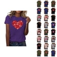 thumbnail image 1 of T-shirts de la Saint-Valentin pour Femmes 2026 Mode Manches Courtes Col Rond Cœur Graphique, 1 of 4