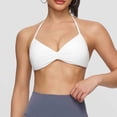 thumbnail image 2 of hoksml Halter Neck Ruched Bra for Women Wireless Comfort Bralette with Adjustable Straps, 2 of 6
