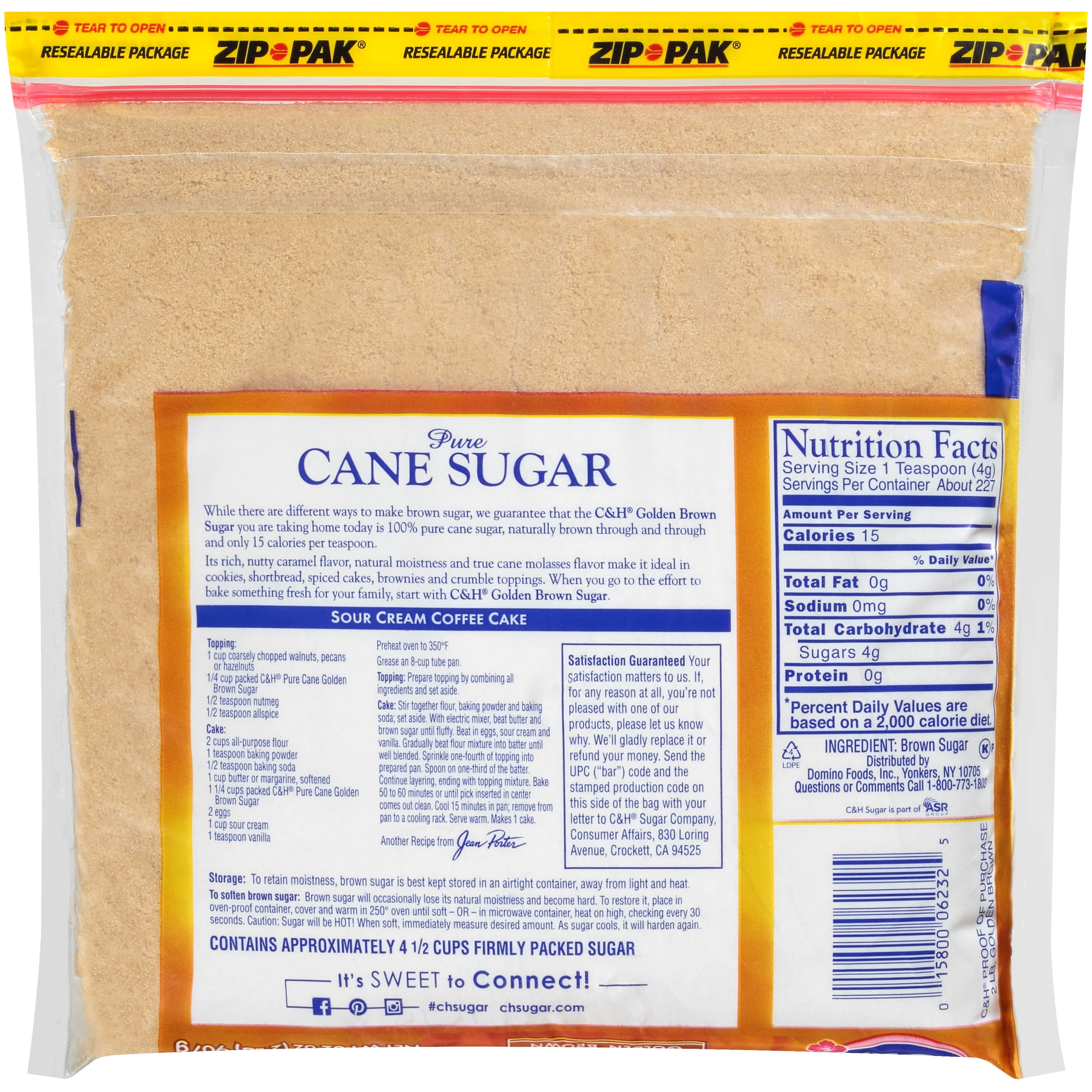 C&H Premium Pure Cane Light Brown Sugar, 2 lb - Walmart.com