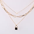 thumbnail image 4 of Cerradura Collar Colgante Simple Lindo Corazón Collares Largo 3 Cadena Multicapa Joyería de Moda Mujeres Niñas Regalo para Ella Plata Sailing  Electrónica, 4 of 4
