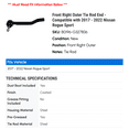 thumbnail image 2 of Front Right Outer Tie Rod End - Compatible with 2017 - 2022 Nissan Rogue Sport 2018 2019 2020 2021, 2 of 2