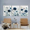 thumbnail image 4 of Hieng 3 Pcs Blue Floral Canvas Wall Art, Elegant Navy Blue Wildflower Lily Daisy Art Wall Decor, Watercolor Botanical Flower Home Poster Art Prints for Living Room Bedroom Bathroom, 4 of 5