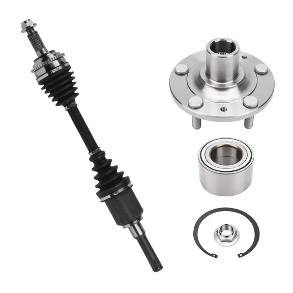 AutoShack Front CV Axle Shaft Left   Wheel Hub Bearing Assembly without ABS Replacement for 2010-2012 Ford Fusion 2010-2011 Mercury Milan 2-PC Kit