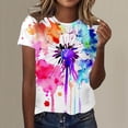 thumbnail image 2 of TSADFHJI T-Shirts pour Femmes Coupe Ample Manches Longues Imprimé Col Rond Manches Courtes T-Shirt TG Bleu Foncé, 2 of 5