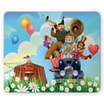 thumbnail image 1 of Circus Mouse Pad, Clowns Vintage Car Circus Big top Daisies Flowers Heart in Meadow Fun Design Art, Rectangle Non-Slip Rubber Mousepad, Multicolor, by Ambesonne, 1 of 2