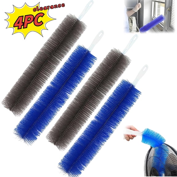 Fan Cleaning Brush, 4 Pack Blue Bendable Microfiber Duster Brush, Reusable Crevice Cleaning Tool for Air Vents Blinds Fan Grills