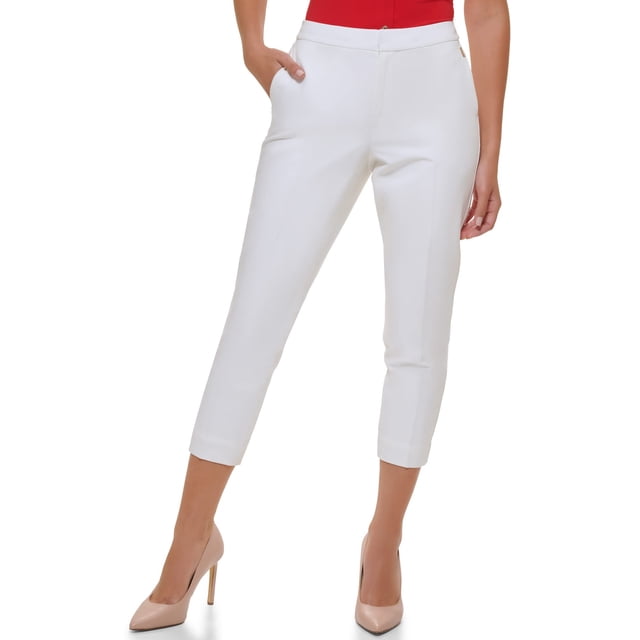 Pantalones Tommy Hilfiger con forma de sloane recortado, tobillo marfil, talla 6, para mujer