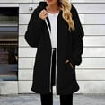 thumbnail image 4 of Womens Fuzzy Fleece Jacket Sherpa Full Zip Up Hooded Long Coats Casual Loose Winter Warm Outerwear, 4 of 5