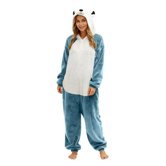 Birdeem Unisex Adult Bear Onesie Pajamas, Winter Thickened Sleepwear with Pocket