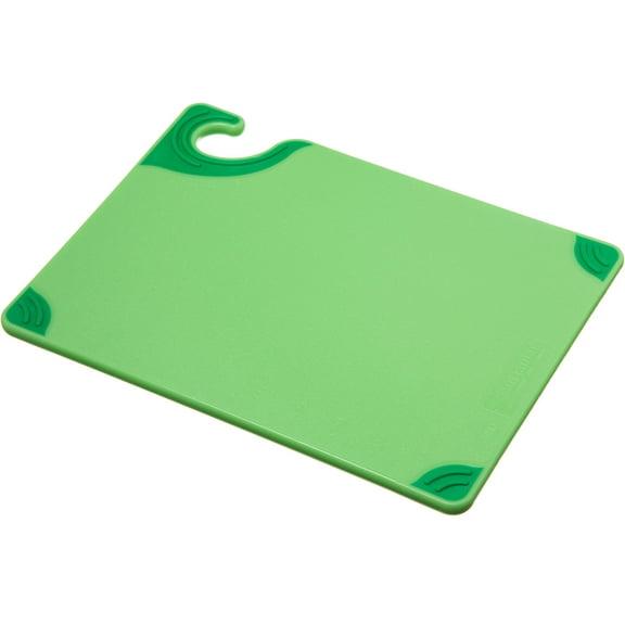 San Jamar Saf-T-Grip Plastic Cutting Board with Safety Hook, 9" x 12" x 0.375", Green CA1