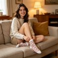 thumbnail image 5 of BESEW7 Warm Grippy Fuzzy Slipper Socks for Women, Soft Cozy Microfiber Heart Thick Sleep Socks for Home Sleep Lounge Travel Work Daily Wear C, 5 of 7