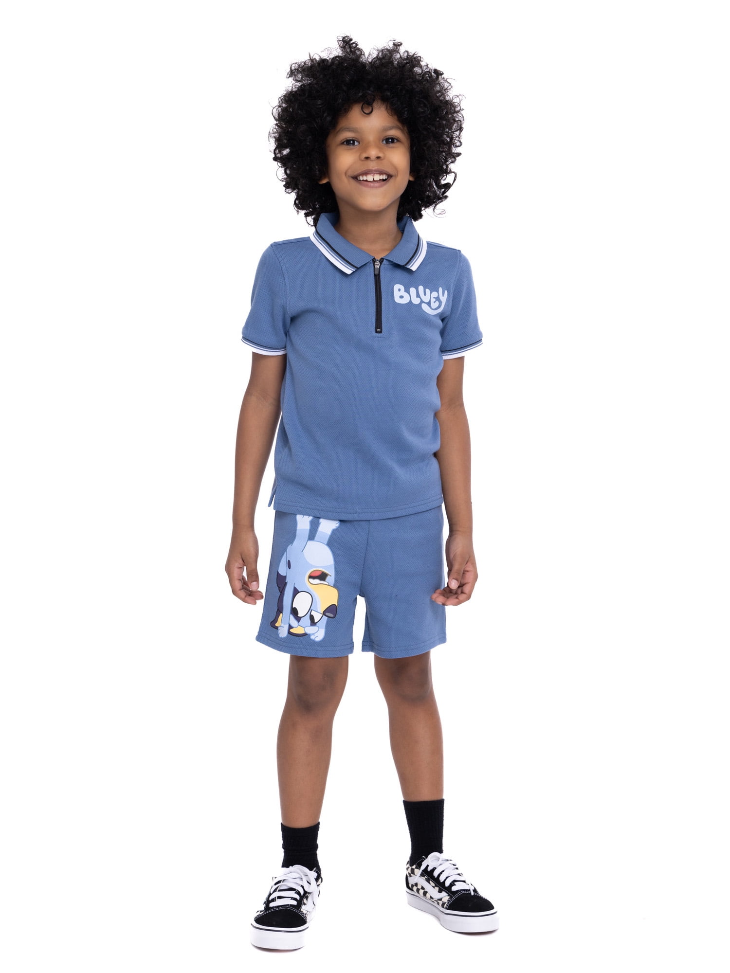 Bluey Toddler Boys Short Sleeve Polo Top and Shorts Set, 2-Piece, Sizes 2T-4T