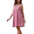 thumbnail image 4 of INSPIRE CHIC Gingham Dress for Women Sundress Sleeveless Plaid Flowy Swing Tiered Short Dresses M Red, 4 of 6