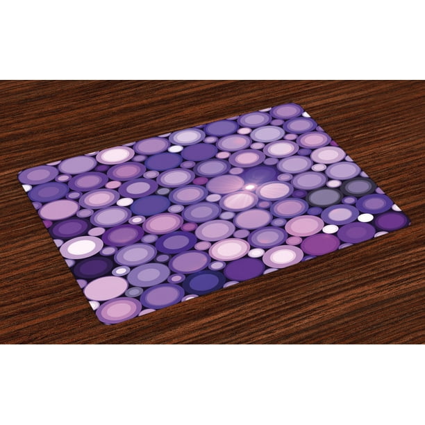 Modern Placemats Set of 4 Geometrical Violet Circles Round Disco
