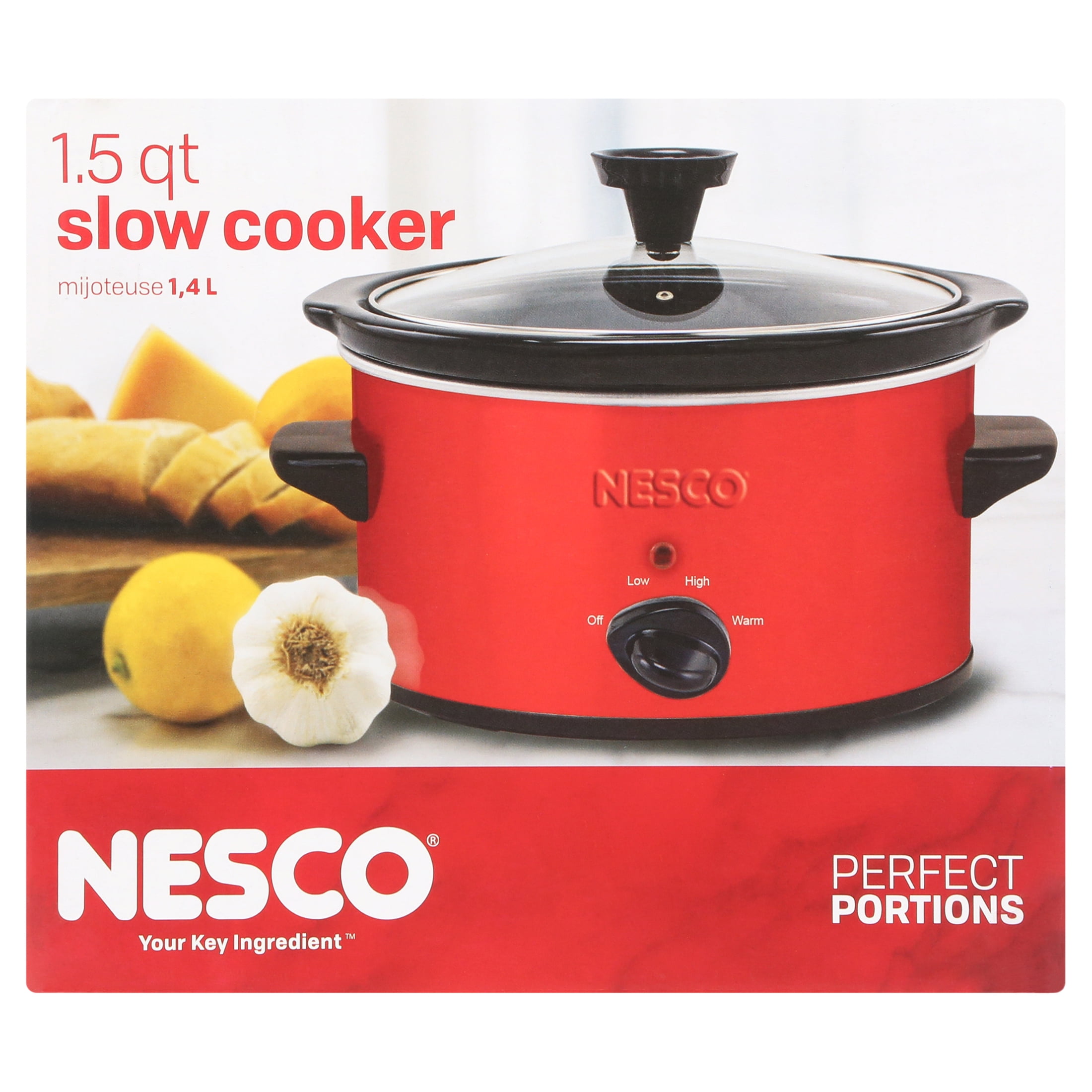 Nesco 1.5 qt Slow Cooker- NEW- Silver- 120watt- 3 heat settings- power  light