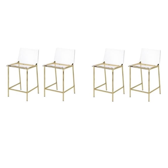 Pemberly Row Set of 4 Contemporary 24" Counter Stools in Gold