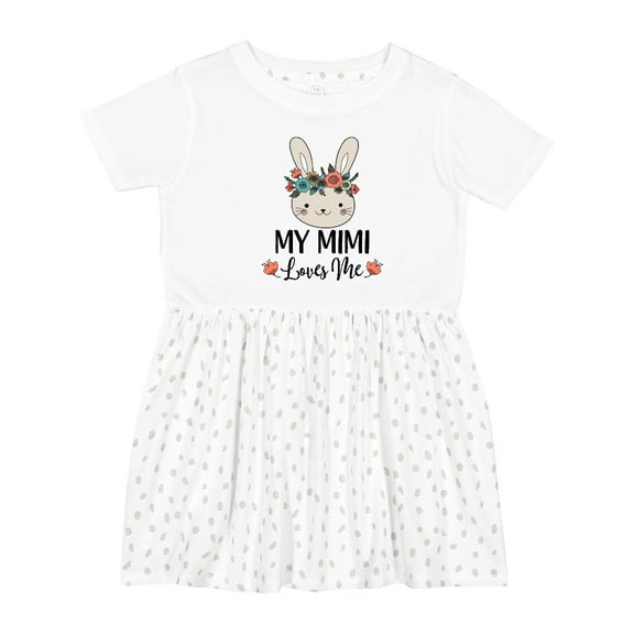 Inktastic My Mimi Loves Me Granddaughter Bunny Girls Toddler Dress