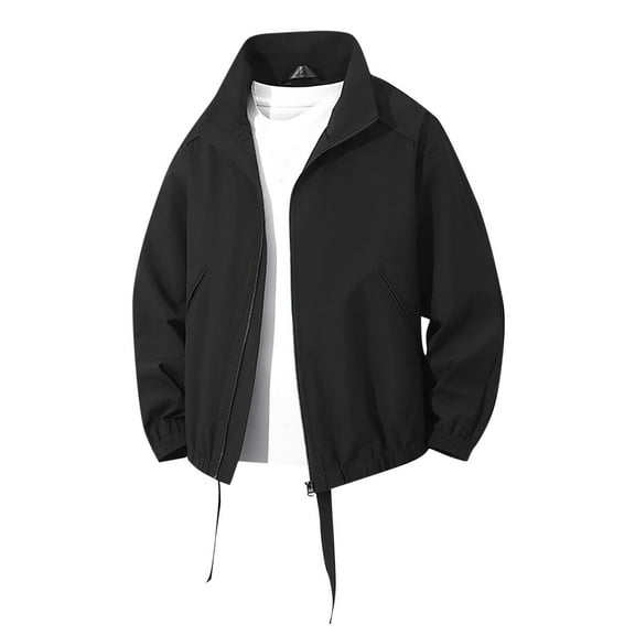 Xzbqbs Mens Casual Bomber Jacket Full Zip Up Lightweight Windbreaker Outdoor Lapel Jacket Fashion Solid Color Flight Jacket for Men