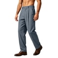 thumbnail image 4 of Guluxicc Men's Cotton Dress Pants with Pockets Button Front Loose Long Straight Leg Trousers for Summer Golf Wear Business Casual Outfits, 4 of 5