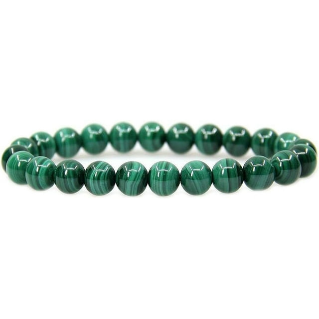 Bracelet Extensible en Perles Rondes de 8 mm en Pierre Précieuse Malachite Naturelle de Qualité AA 7 Pouces Unisexe