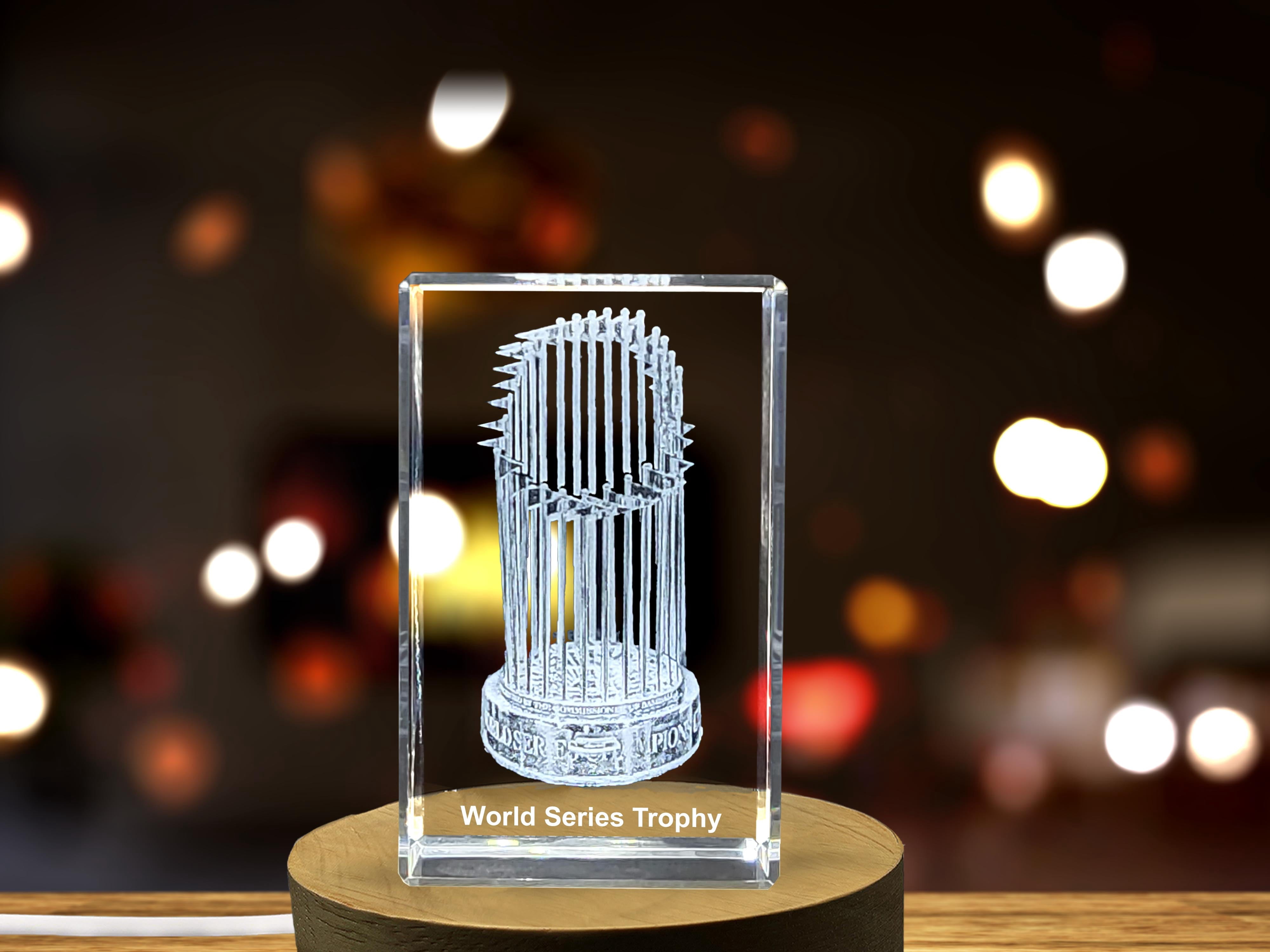 World Series Engraved Crystal Trophy for Baseball Decor | Engraved MLB Championship Award