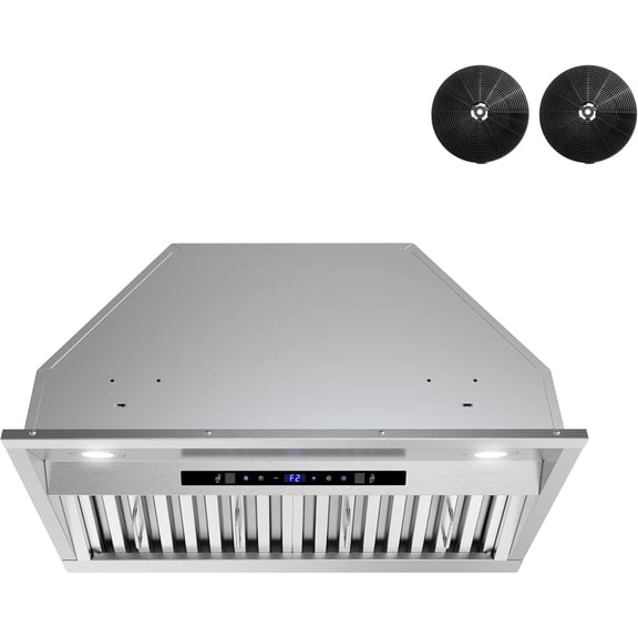 Streamline 28 in. Amandola Convertible Insert 350 CFM Range Hood in Brushed Stainless Steel with Baffle Filters, Touchpad Control, LED Lights