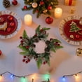 thumbnail image 4 of Mini Christmas Candle Rings Wreaths 11.02 Inch Pine Garland with Red Berries Pinecones Artificial Wreaths for Table Centerpieces Cabinet Pillar Window Wall Holiday Decor, 4 of 6