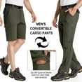 thumbnail image 4 of POENTAB Mens Hiking Pants Convertible Zip Off Lightweight Quick Dry Fishing Safari Camping Work Pants with Belt, 4 of 10