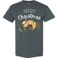 thumbnail image 3 of Inktastic Merry Christmas Cute Sloth with Santa Hat and Lights T-Shirt, 3 of 5