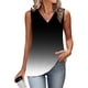 thumbnail image 5 of Mujeres sin mangas Tops de verano gradiente color fuera de posición impresión V-cuello blusa casual Mujeres V-cuello de verano Tops, 5 of 6