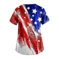 thumbnail image 3 of Womens 4th of July Scrub Tops Independence Day American Flag Scrubs Short Sleeve V Neck Nursing Working Uniform 4th of July Patriotic T Shirt, 3 of 4