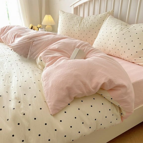 Girly Queen Sheet Set, 4-Piece Bedding Set with Duvet Cover and Pillowcases, Comfortable Material for Cozy Bedrooms