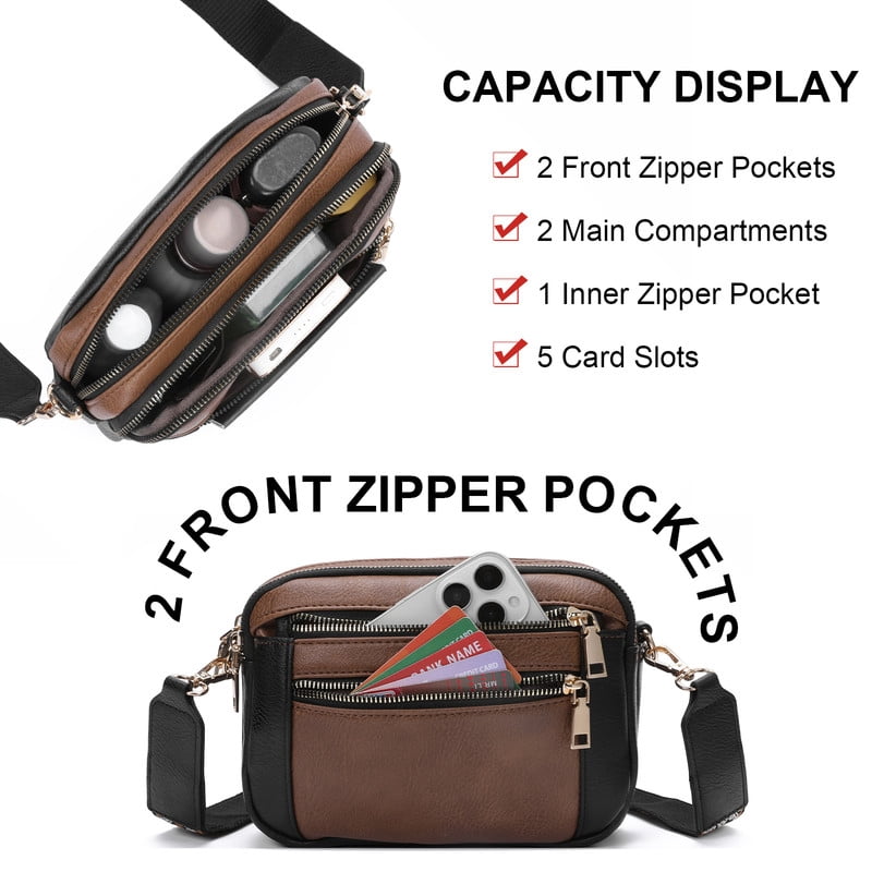 GAEKEAO Women’s Leather Crossbody Purse with Detachable Shoulder Strap and Multi Pockets