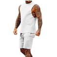 thumbnail image 2 of Men's Sports Set Two Piece Outfits European Style Split Solid Color Muscle Tank Top and Shorts Casual Daily Gym Workout Fitness Training | AESTIVO,White XL, 2 of 7