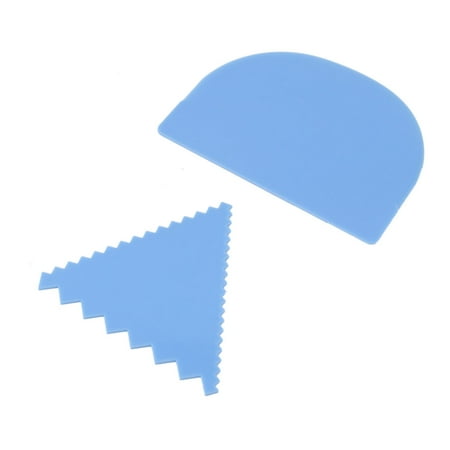 

Kitchen Baking Tool Cream Dough Pastry Butter Cake Scraper Blue Set 2 in 1