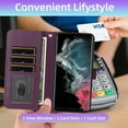 thumbnail image 6 of Furiet Argyle Wallet Case for Samsung Galaxy S25 Ultra 5G Tempered Glass Screen Protector Wrist/Shoulder Strap Card Slot Stand Phone Cover for S25Ultra 25S S 25 25Ultra 6.9 2025 Women Men Deep Purple, 6 of 8