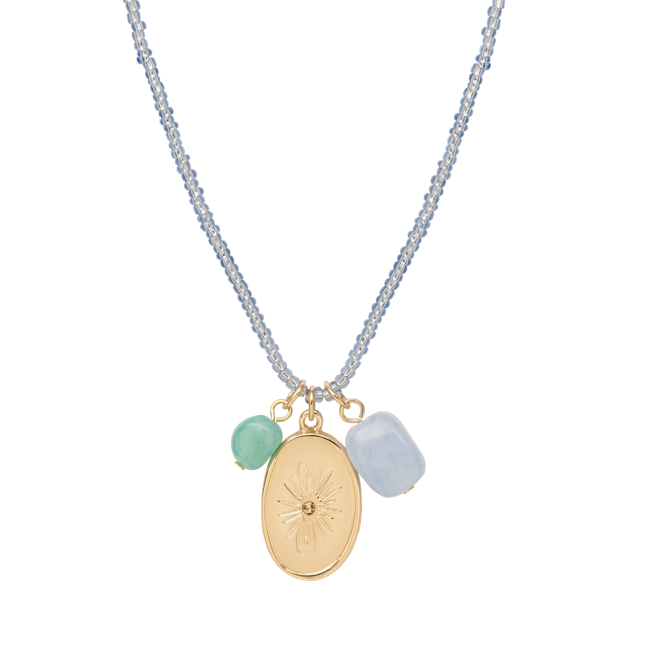 Time and Tru Women’s Gold Tone Beaded Necklace with Mixed Charms
