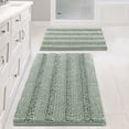 thumbnail image 1 of Juego de alfombrillas de baño H.VERSAILTEX Sage Chenille Striped Shaggy x2, 1 of 6