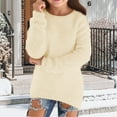thumbnail image 2 of KKBOTIVE Girls Christmas Sweaters - Solid Color Long Sleeve Crew Neck Sweater Fashion Pullover Tops - Teen Girls Fall Winter Clothing Light Yellow Size: 7-8 Years, 2 of 6