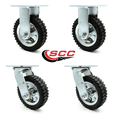 thumbnail image 2 of 6 Inch Black Pneumatic Wheel Caster Set 2 Swivel 2 Rigid Service Caster Brand, 2 of 2