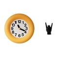thumbnail image 1 of Reloj de pared redondo moderno y silencioso para dormitorio, de madera y resina, con estatua decorativa de roca en forma de gesto, ideal para estanter, 1 of 8