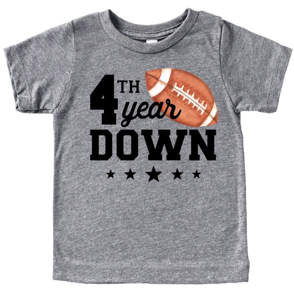 4th Year Down 4 Year Old Birthday Shirt Sports Theme Fourth Party Tee for Boys Granite Heather Shirt 4T