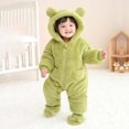 thumbnail image 2 of SRZYMJ Newborn Baby Snowsuit Fleece Lined Onesie Outfits Warm Hooded Romper Green 12-18 Months, 2 of 4